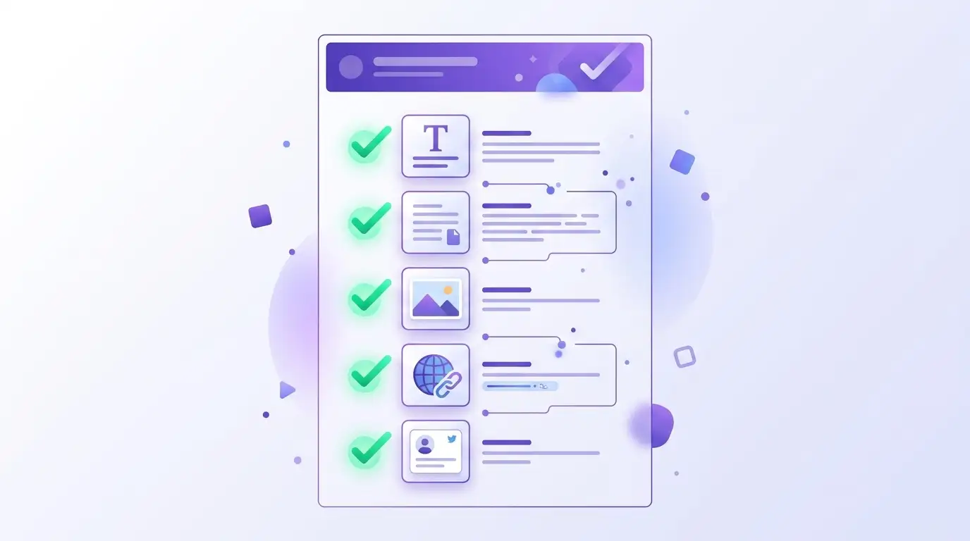 Checklist of meta tags for social sharing